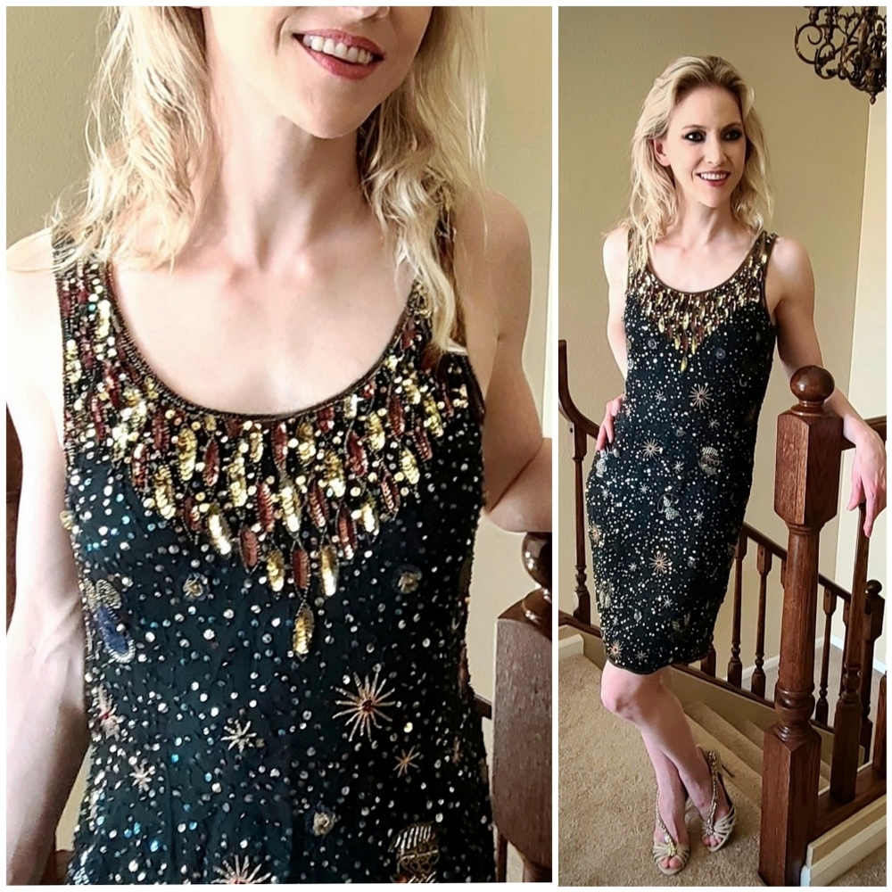 Vintage Beaded Zodiac Constellation Dress - RARE - As Seen On Free People